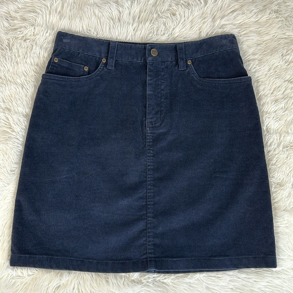 L.L. Bean Navy Blue Corduroy Skirt Size 10 Petite - Picture 1 of 9